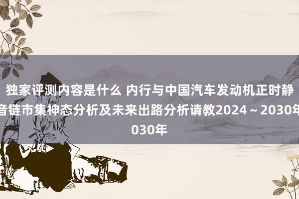 独家评测内容是什么 内行与中国汽车发动机正时静音链市集神态分析及未来出路分析请教2024～2030年