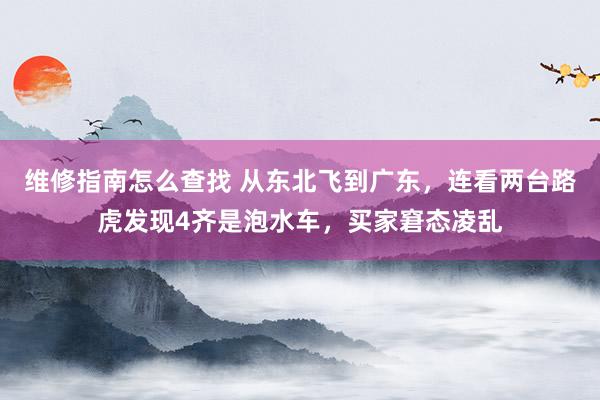 维修指南怎么查找 从东北飞到广东，连看两台路虎发现4齐是泡水车，买家窘态凌乱