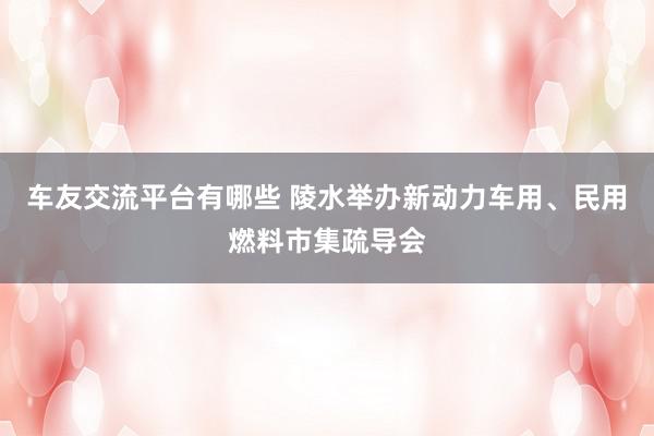 车友交流平台有哪些 陵水举办新动力车用、民用燃料市集疏导会