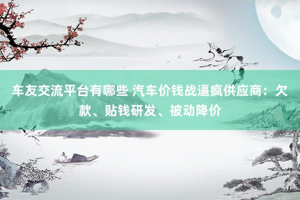 车友交流平台有哪些 汽车价钱战逼疯供应商：欠款、贴钱研发、被动降价