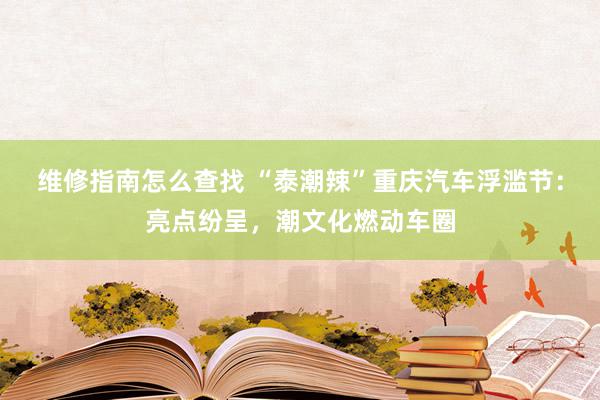 维修指南怎么查找 “泰潮辣”重庆汽车浮滥节：亮点纷呈，潮文化燃动车圈