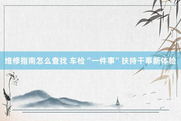 维修指南怎么查找 车检“一件事”扶持干事新体验