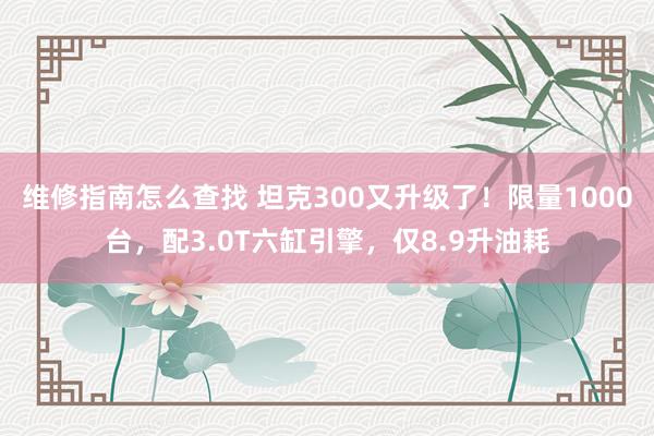 维修指南怎么查找 坦克300又升级了！限量1000台，配3.0T六缸引擎，仅8.9升油耗