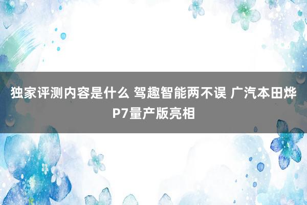 独家评测内容是什么 驾趣智能两不误 广汽本田烨P7量产版亮相