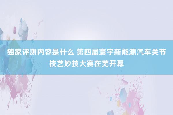 独家评测内容是什么 第四届寰宇新能源汽车关节技艺妙技大赛在芜开幕