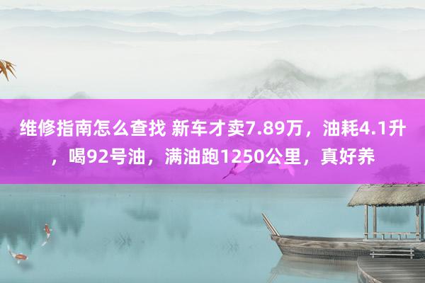 维修指南怎么查找 新车才卖7.89万，油耗4.1升，喝92号油，满油跑1250公里，真好养