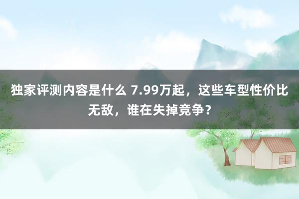 独家评测内容是什么 7.99万起，这些车型性价比无敌，谁在失掉竞争？