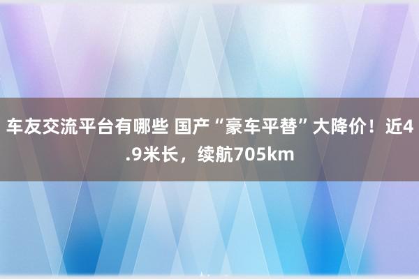 车友交流平台有哪些 国产“豪车平替”大降价！近4.9米长，续航705km