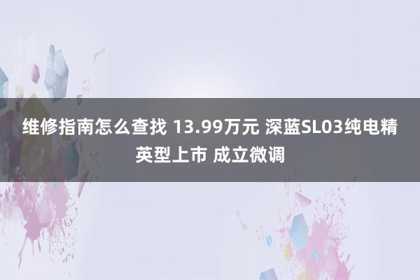 维修指南怎么查找 13.99万元 深蓝SL03纯电精英型上市 成立微调