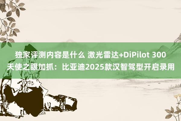 独家评测内容是什么 激光雷达+DiPilot 300天使之眼加抓：比亚迪2025款汉智驾型开启录用