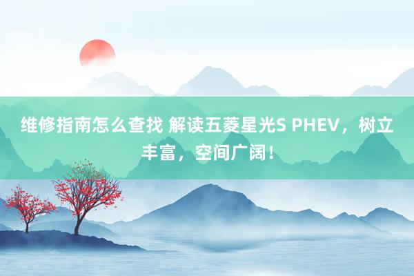 维修指南怎么查找 解读五菱星光S PHEV，树立丰富，空间广阔！