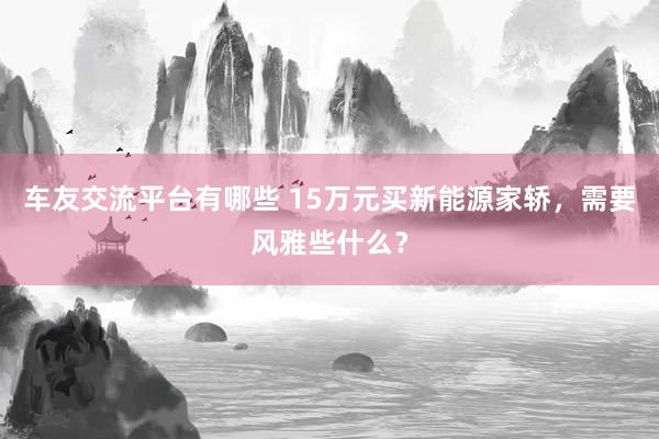 车友交流平台有哪些 15万元买新能源家轿，需要风雅些什么？