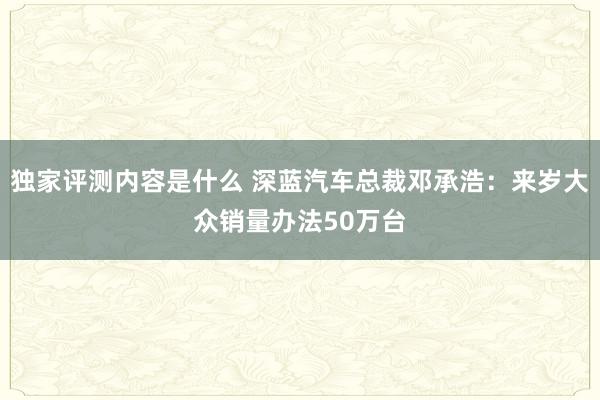 独家评测内容是什么 深蓝汽车总裁邓承浩：来岁大众销量办法50万台