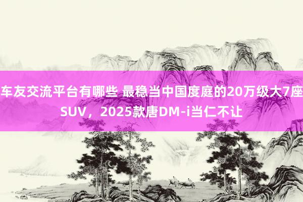 车友交流平台有哪些 最稳当中国度庭的20万级大7座SUV，2025款唐DM-i当仁不让