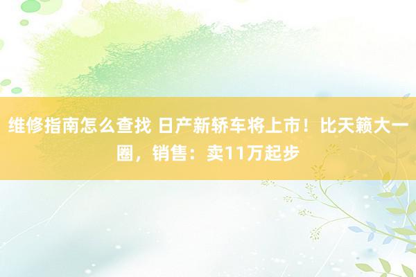 维修指南怎么查找 日产新轿车将上市！比天籁大一圈，销售：卖11万起步