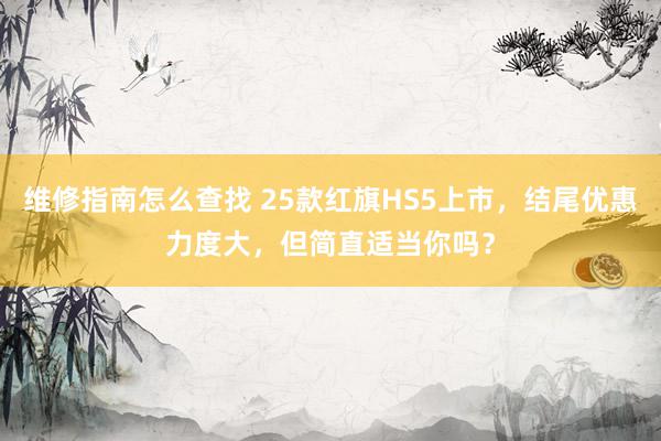 维修指南怎么查找 25款红旗HS5上市，结尾优惠力度大，但简直适当你吗？