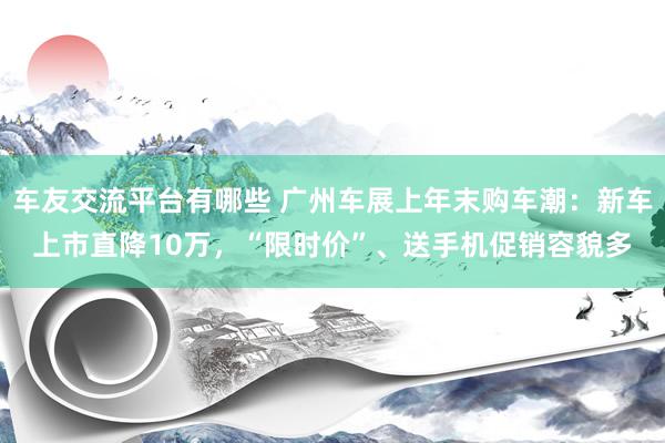 车友交流平台有哪些 广州车展上年末购车潮：新车上市直降10万，“限时价”、送手机促销容貌多