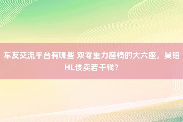 车友交流平台有哪些 双零重力座椅的大六座，昊铂HL该卖若干钱？