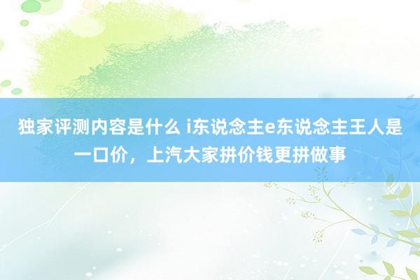 独家评测内容是什么 i东说念主e东说念主王人是一口价，上汽大家拼价钱更拼做事