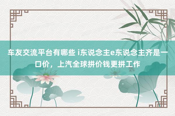 车友交流平台有哪些 i东说念主e东说念主齐是一口价，上汽全球拼价钱更拼工作