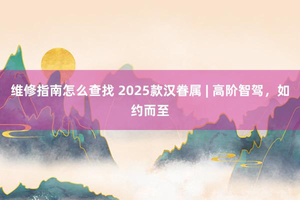 维修指南怎么查找 2025款汉眷属 | 高阶智驾，如约而至