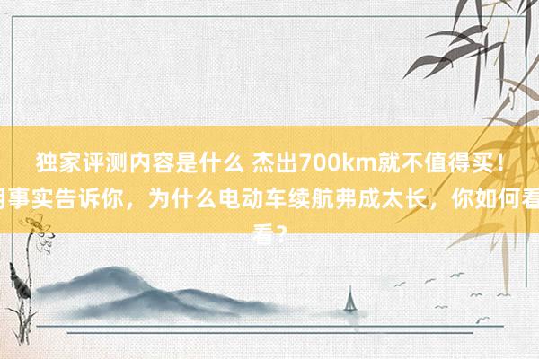 独家评测内容是什么 杰出700km就不值得买！用事实告诉你，为什么电动车续航弗成太长，你如何看？