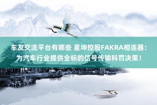 车友交流平台有哪些 星坤控股FAKRA相连器：为汽车行业提供全标的信号传输科罚决策！