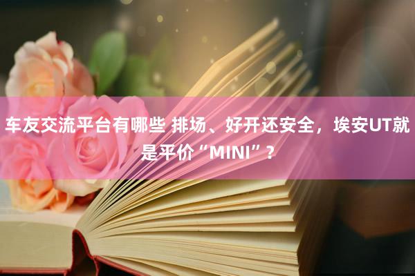 车友交流平台有哪些 排场、好开还安全，埃安UT就是平价“MINI”？