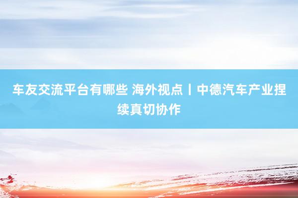 车友交流平台有哪些 海外视点丨中德汽车产业捏续真切协作