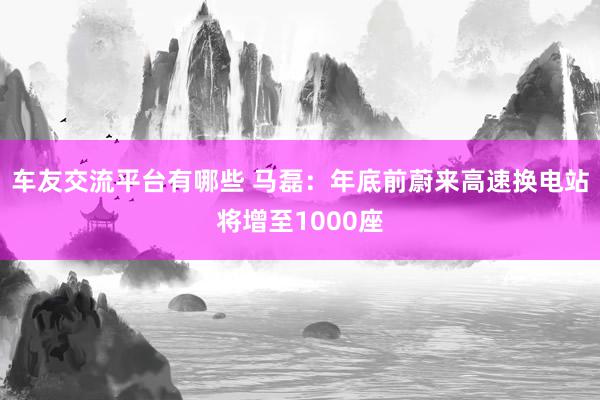 车友交流平台有哪些 马磊：年底前蔚来高速换电站将增至1000座