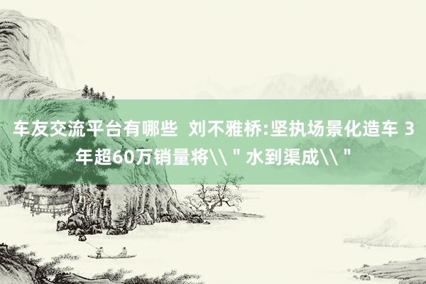 车友交流平台有哪些  刘不雅桥:坚执场景化造车 3年超60万销量将\＂水到渠成\＂