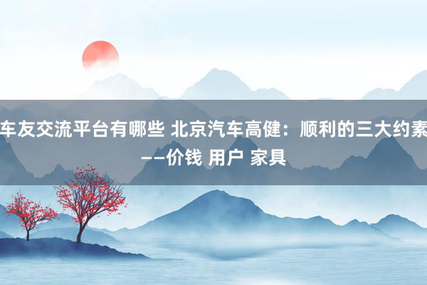 车友交流平台有哪些 北京汽车高健：顺利的三大约素——价钱 用户 家具