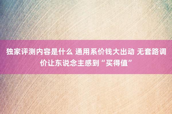 独家评测内容是什么 通用系价钱大出动 无套路调价让东说念主感到“买得值”