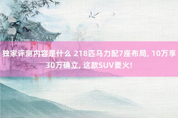 独家评测内容是什么 218匹马力配7座布局, 10万享30万确立, 这款SUV要火!