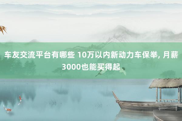 车友交流平台有哪些 10万以内新动力车保举, 月薪3000也能买得起