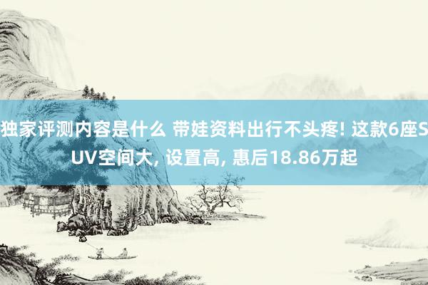 独家评测内容是什么 带娃资料出行不头疼! 这款6座SUV空间大, 设置高, 惠后18.86万起