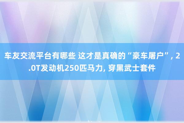 车友交流平台有哪些 这才是真确的“豪车屠户”, 2.0T发动机250匹马力, 穿黑武士套件