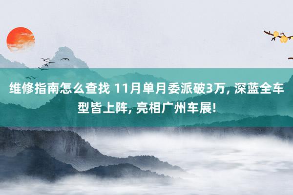 维修指南怎么查找 11月单月委派破3万, 深蓝全车型皆上阵, 亮相广州车展!