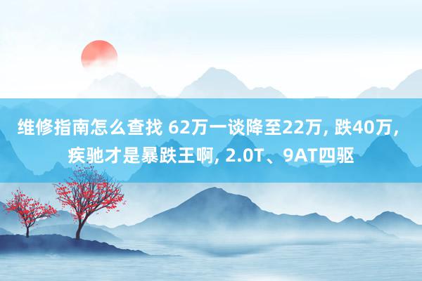 维修指南怎么查找 62万一谈降至22万, 跌40万, 疾驰才是暴跌王啊, 2.0T、9AT四驱