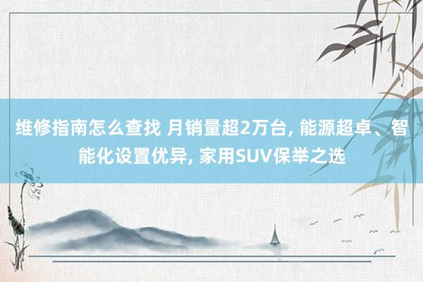 维修指南怎么查找 月销量超2万台, 能源超卓、智能化设置优异, 家用SUV保举之选