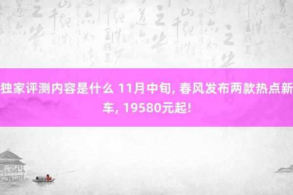 独家评测内容是什么 11月中旬, 春风发布两款热点新车, 19580元起!