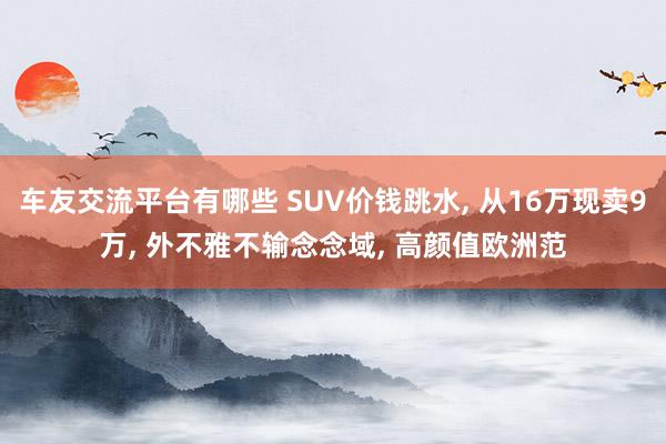 车友交流平台有哪些 SUV价钱跳水, 从16万现卖9万, 外不雅不输念念域, 高颜值欧洲范