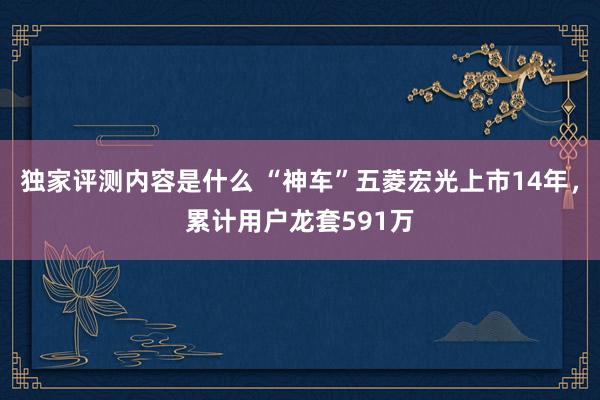 独家评测内容是什么 “神车”五菱宏光上市14年，累计用户龙套591万