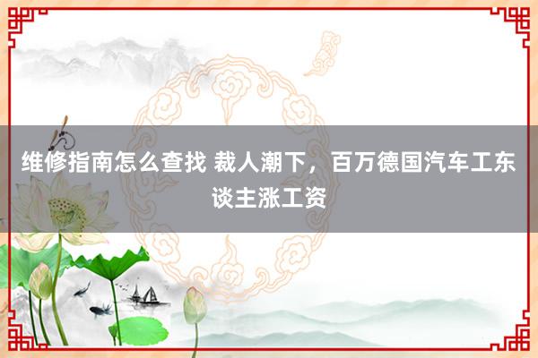 维修指南怎么查找 裁人潮下，百万德国汽车工东谈主涨工资