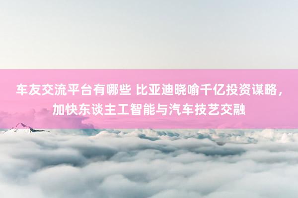 车友交流平台有哪些 比亚迪晓喻千亿投资谋略，加快东谈主工智能与汽车技艺交融