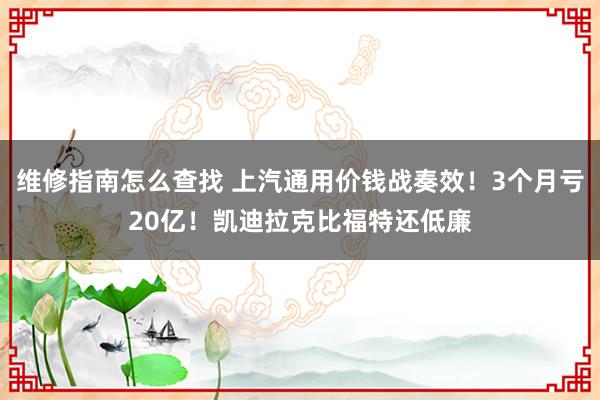 维修指南怎么查找 上汽通用价钱战奏效！3个月亏20亿！凯迪拉克比福特还低廉