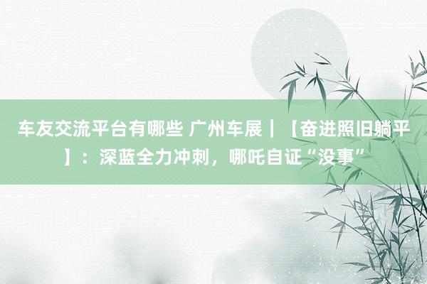 车友交流平台有哪些 广州车展｜【奋进照旧躺平】：深蓝全力冲刺，哪吒自证“没事”