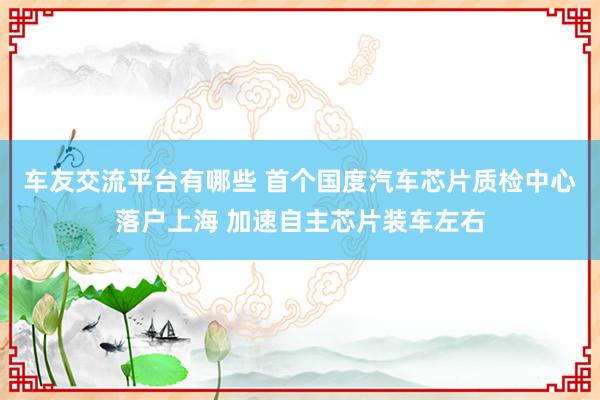 车友交流平台有哪些 首个国度汽车芯片质检中心落户上海 加速自主芯片装车左右