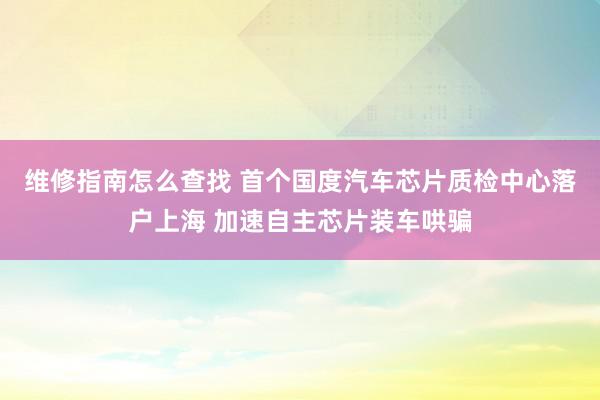 维修指南怎么查找 首个国度汽车芯片质检中心落户上海 加速自主芯片装车哄骗