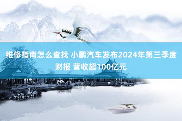 维修指南怎么查找 小鹏汽车发布2024年第三季度财报 营收超100亿元